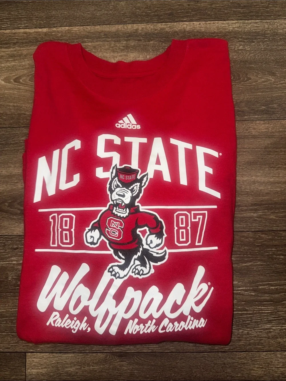 adidas Red NC State Wolfpack Long Sleeve Tee
